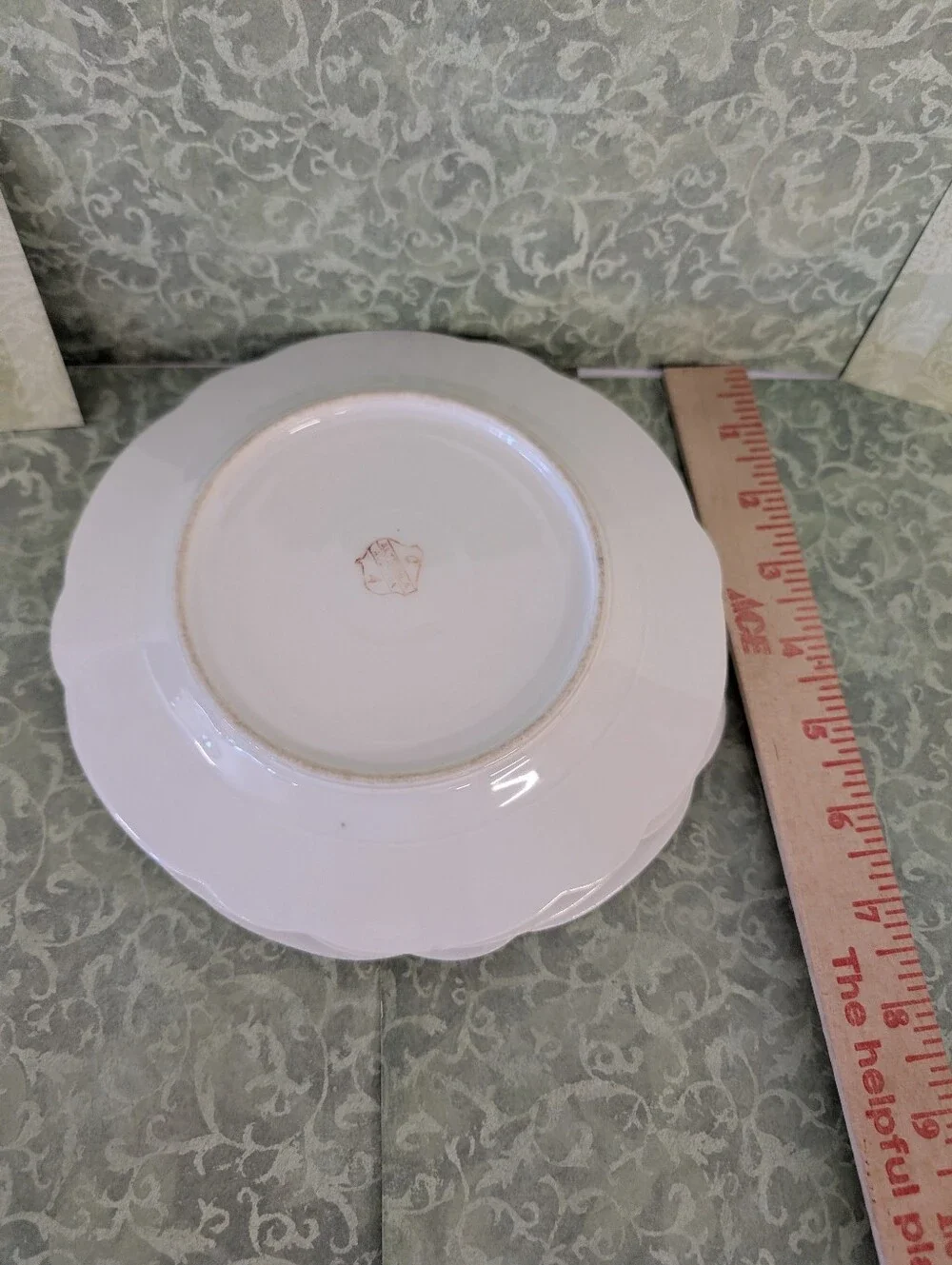 Vintage Classic White Plate with Green Floral Accents Group Of 3